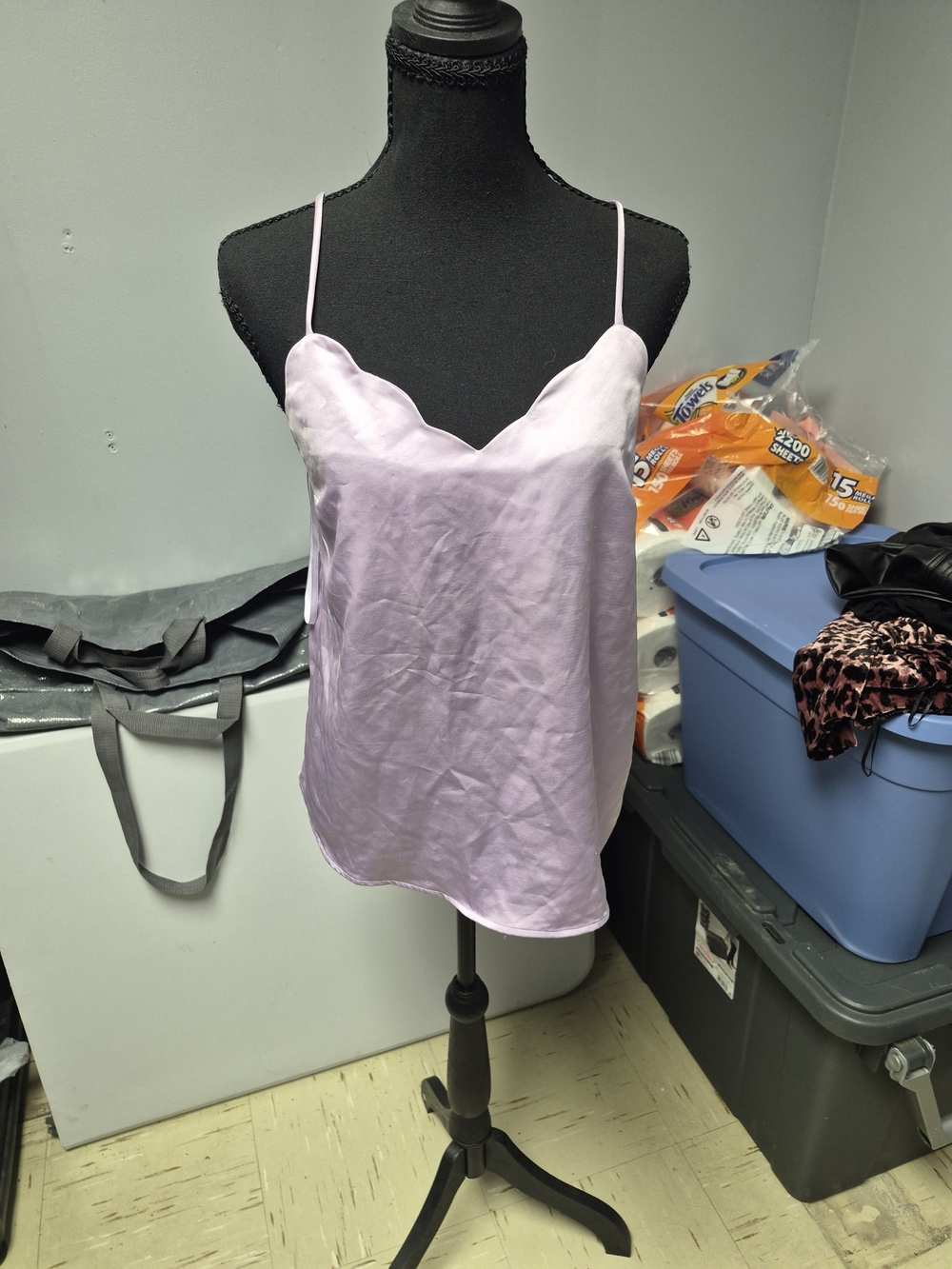 Monteau Lilac Satin Scallop-Edge Cami